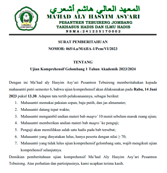 pengumuman kompre 3032