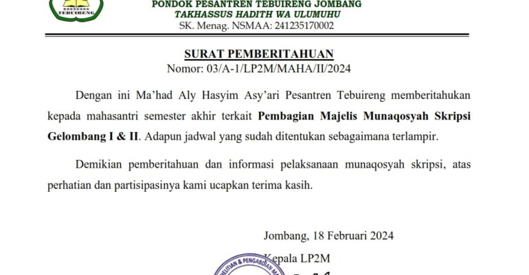 03 Surat Pemberitahuan Pembagian Majelis Munaqaqosyah Gelombang 1 2 001 1