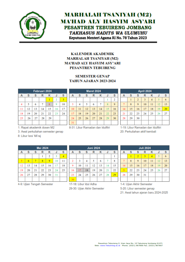 M2 Genap 2023 2024; Kalender Akademik Dan Jadwal Kuliah 001