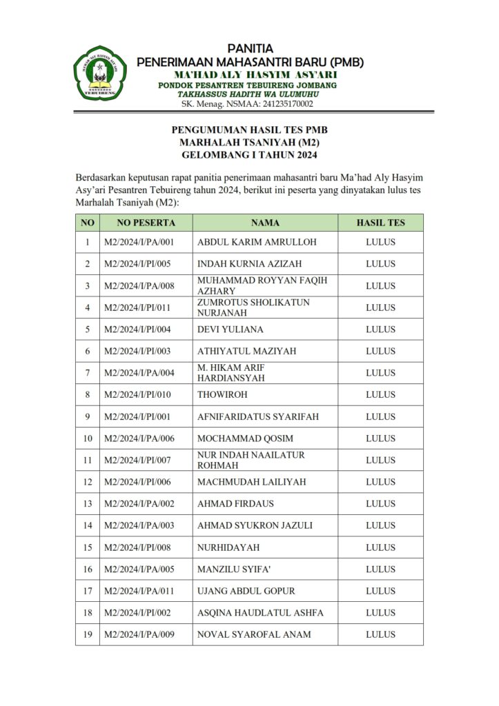 Pengumuman Kelulusan M2 01