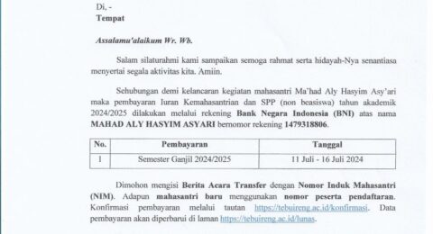 Edaran Pembayaran Semester Ganjil 2024