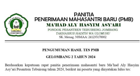 Pengumuman Hasil Tes Pmb Marhalah Ula (m1) Gelombang 2 Tahun 2024 Page 0001