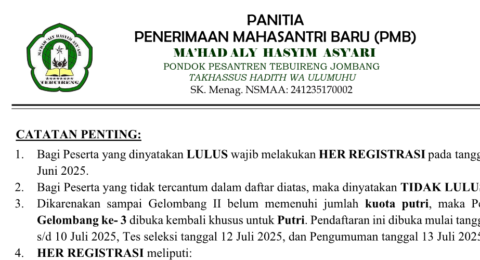 Pengumuman hasil tes pmb gel. 2 tahun 2025 4