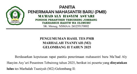 Pengumuman kelulusan pmb m2 maha ii 25 003