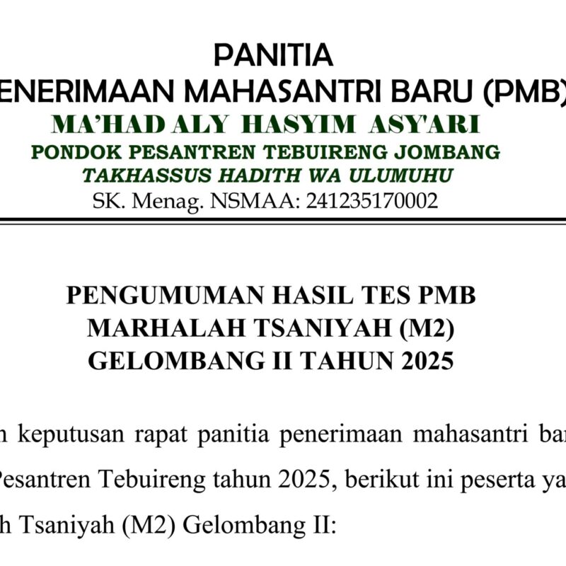 Pengumuman kelulusan pmb m2 maha ii 25 003