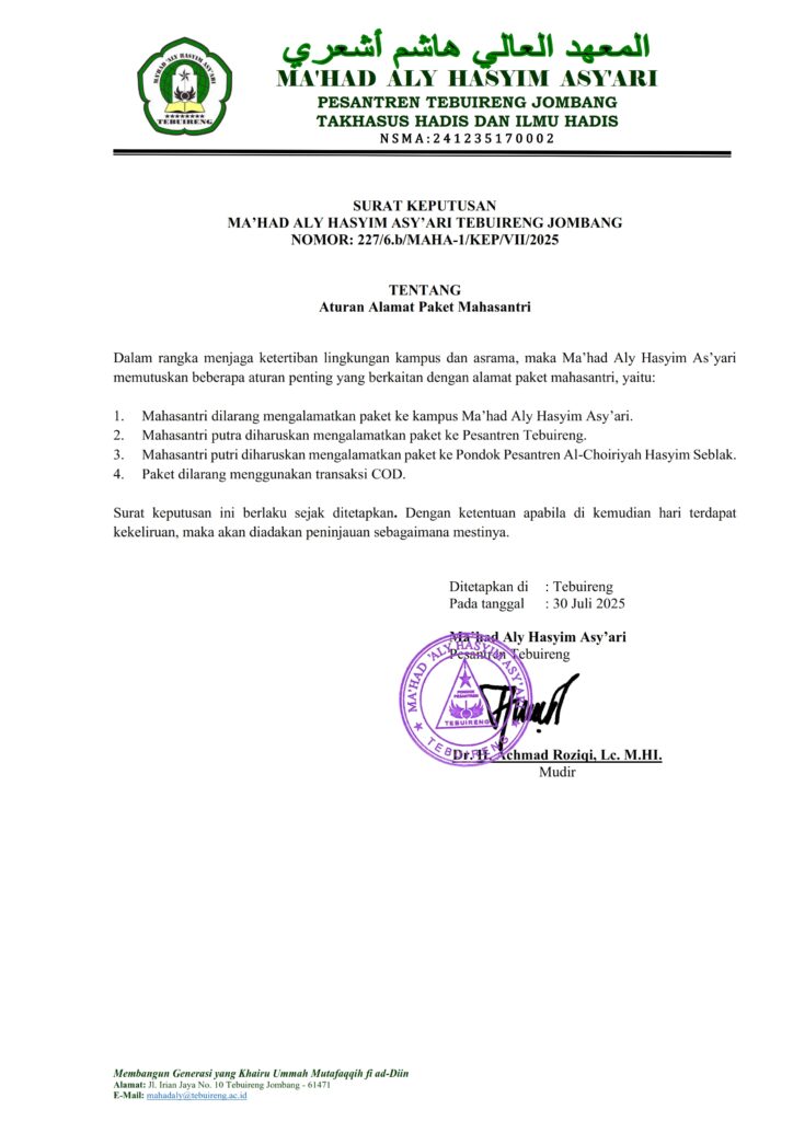 Sk aturan alamat paket 001
