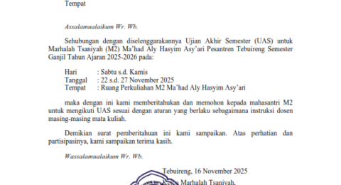 Uas ganjil M2 Ma'had Aly